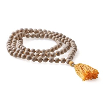 Lotuscrafts Mala Tulsi drvena ogrlica sa žutim resicama, 108 perli - cover